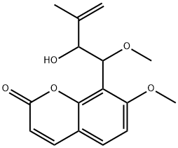 2H-1-Benzopyran-2-one, 8-(2-hydroxy-1-methoxy-3-methyl-3-buten-1-yl)-7-methoxy- 结构式