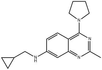 N-(Cyclopropylmethyl)-2-methyl-4-(pyrrolidin-1-yl)quinazolin-7-amine 结构式
