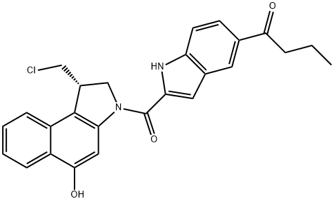 1-Butanone, 1-[2-[[(1S)-1-(chloromethyl)-1,2-dihydro-5-hydroxy-3H-benz[e]indol-3-yl]carbonyl]-1H-indol-5-yl]- 结构式