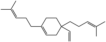 Cyclohexene, 4-ethenyl-1,4-bis(4-methyl-3-penten-1-yl)- 结构式