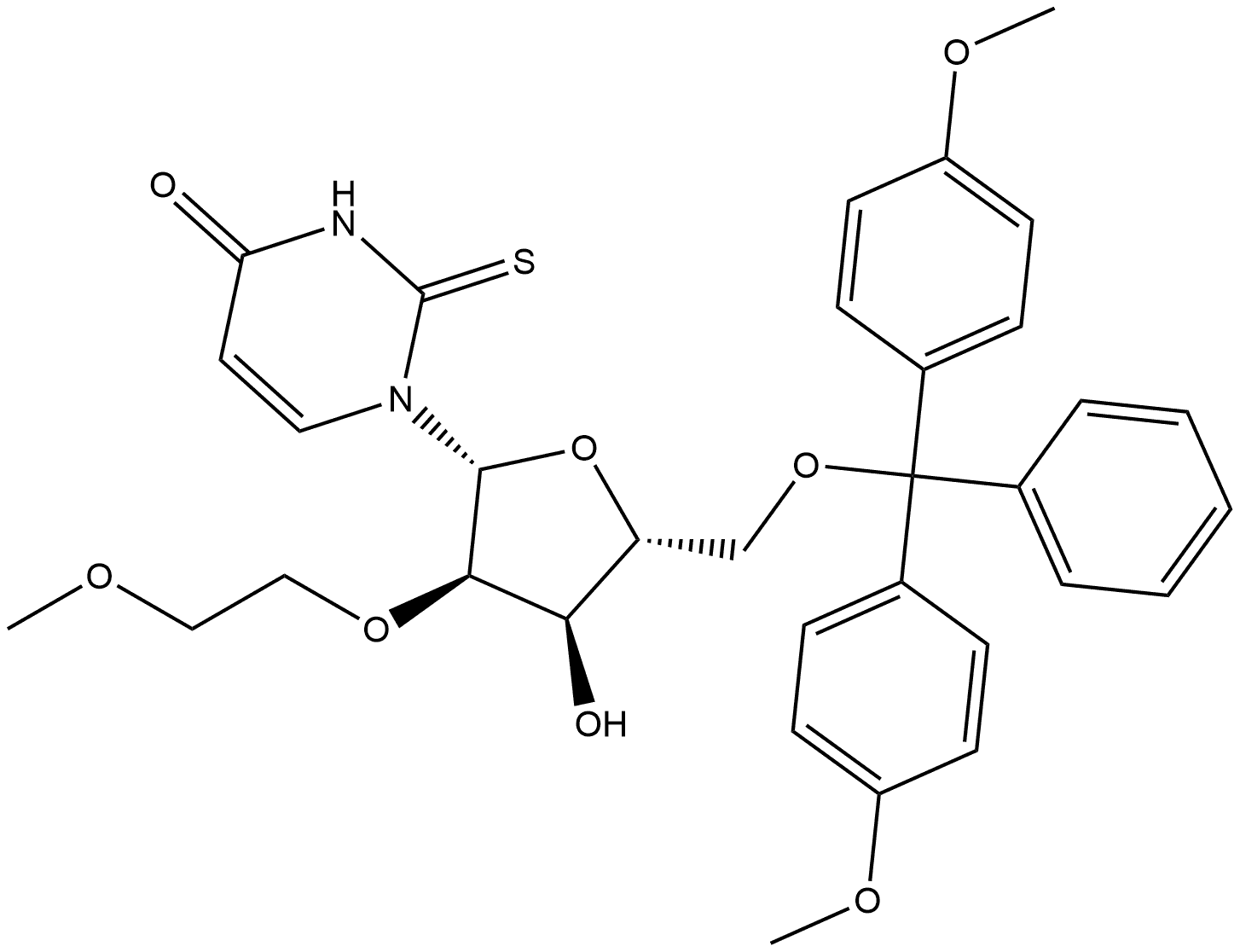 Uridine, 5'-O-[bis(4-methoxyphenyl)phenylmethyl]-2'-O-(2-methoxyethyl)-2-thio- (9CI) 结构式