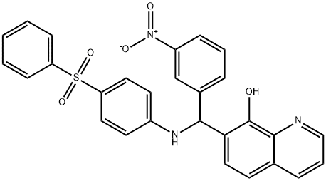 7-((3-Nitrophenyl)((4-(phenylsulfonyl)phenyl)amino)methyl)quinolin-8-ol 结构式