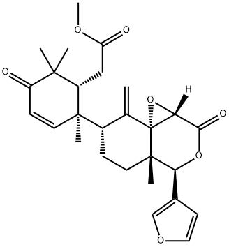 (1R,2R)-2-[(1aS,8aS)-4β-(3-Furyl)-octahydro-4aβ-methyl-8-methylene-2-oxooxireno[d][2]benzopyran-7α-yl]-2,6,6-trimethyl-5-oxo-3-cyclohexene-1-acetic acid methyl ester 结构式