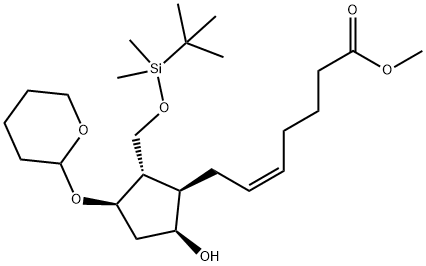 (Z)-7-[(1R,2S,3R,5S)-2-[[(叔丁基二甲基硅基)氧基]甲基]-5-羟基-3-[(四氢-2H-吡喃-2-基)氧基]环戊基]-5-庚烯酸甲酯 结构式