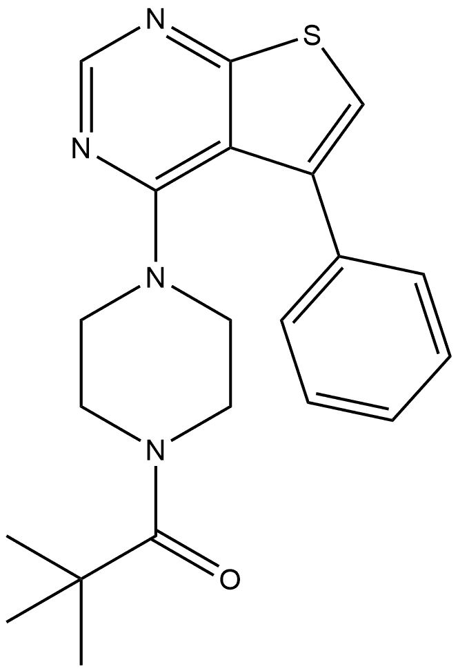 2,2-Dimethyl-1-[4-(5-phenylthieno[2,3-d]pyrimidin-4-yl)-1-piperazinyl]-1-propanone 结构式