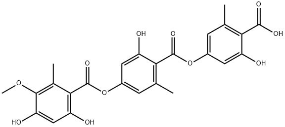 Benzoic acid, 4-[(4,6-dihydroxy-3-methoxy-2-methylbenzoyl)oxy]-2-hydroxy-6-methyl-, 4-carboxy-3-hydroxy-5-methylphenyl ester 结构式