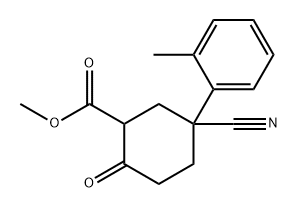 Cyclohexanecarboxylic acid, 5-cyano-5-(2-methylphenyl)-2-oxo-, methyl ester 结构式