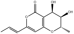 2H,5H-Pyrano[4,3-b]pyran-5-one, 3,4-dihydro-3,4-dihydroxy-2-methyl-7-(1E)-1-propen-1-yl-, (2S,3R,4R)- 结构式