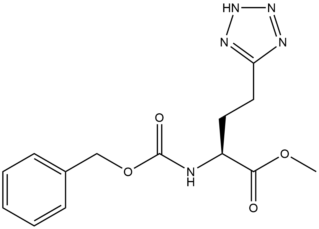 2H-Tetrazole-5-butanoic acid, α-[[(phenylmethoxy)carbonyl]amino]-, methyl ester, (αS)- 结构式