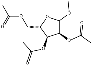 1-O-甲基-L-呋喃核糖苷-2,3,5-三乙酸酯 结构式