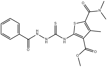 methyl 2-(2-benzoylhydrazinecarbothioamido)-5-(dimethylcarbamoyl)-4-methylthiophene-3-carboxylate 结构式