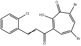 5,7-二溴-3-(2-氯肉桂酰基)卓酚酮 结构式