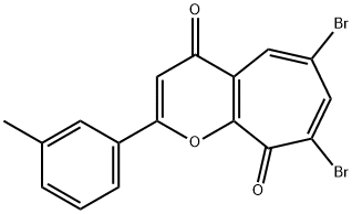 6,8-二溴-2-(3-(甲基)苯基)环庚三烯并吡喃-4,9-二酮 结构式