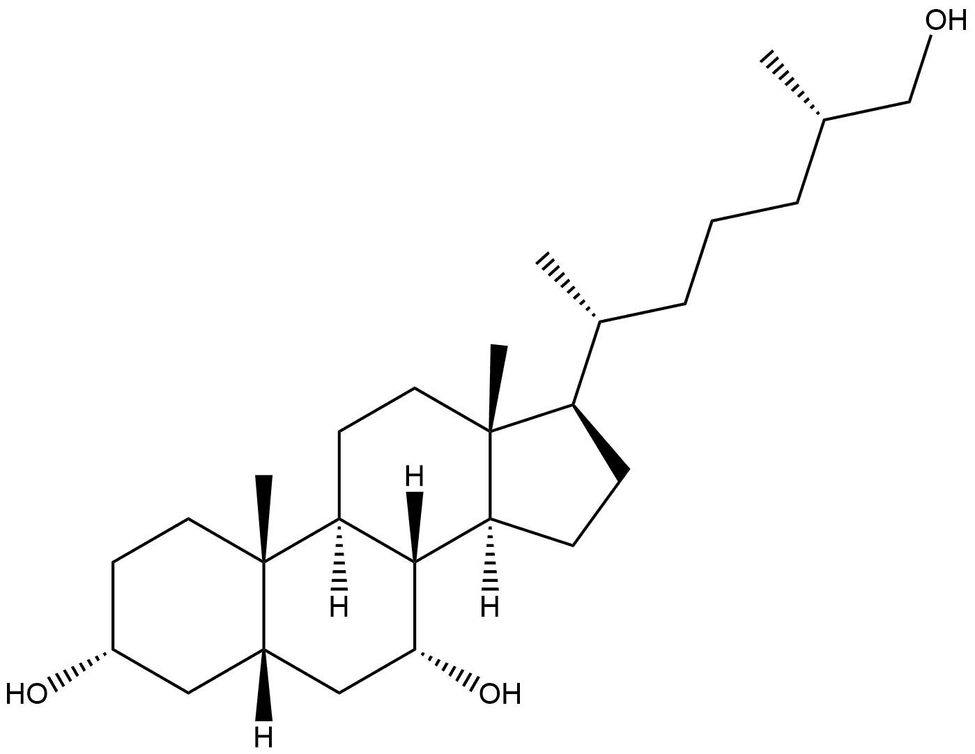 (25S)-5β-Cholestane-3α,7α,26-triol 结构式