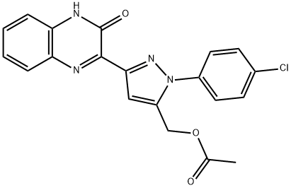 (1-(4-Chlorophenyl)-3-(3-oxo-3,4-dihydroquinoxalin-2-yl)-1H-pyrazol-5-yl)methyl acetate 结构式