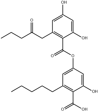 Benzoic acid, 2,4-dihydroxy-6-(2-oxopentyl)-, 4-carboxy-3-hydroxy-5-pentylphenyl ester 结构式