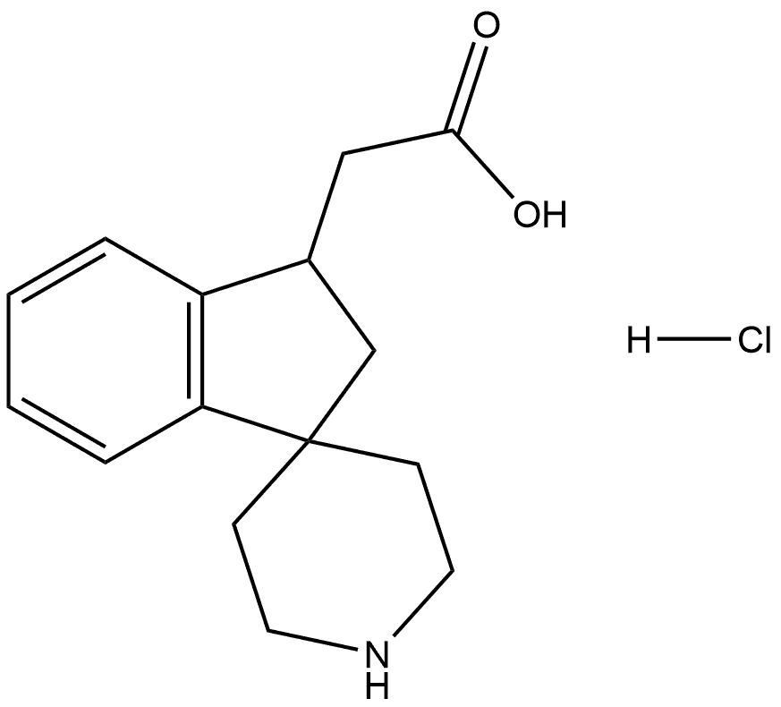 2-(2,3-二氢螺[茚-1,4'-哌啶]-3-基)乙酸盐酸盐 结构式