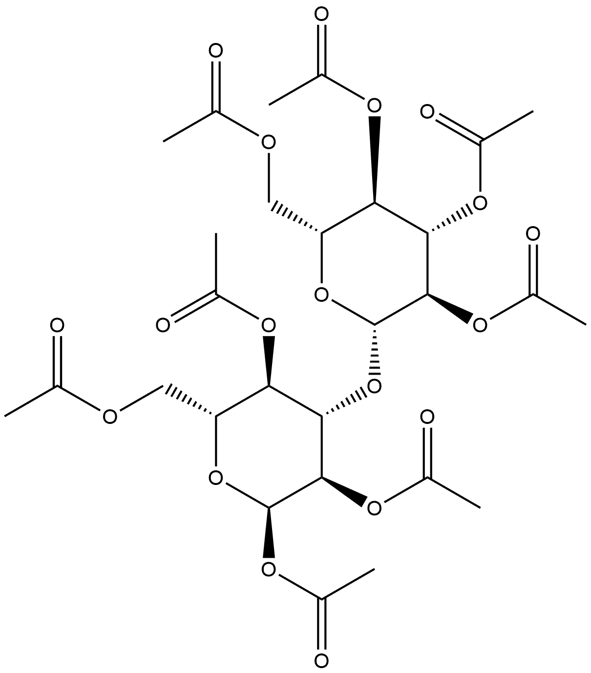 α-D-Glucopyranose, 3-O-(2,3,4,6-tetra-O-acetyl-β-D-glucopyranosyl)-, 1,2,4,6-tetraacetate 结构式