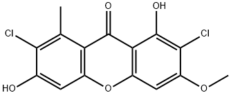 9H-Xanthen-9-one, 2,7-dichloro-1,6-dihydroxy-3-methoxy-8-methyl- 结构式