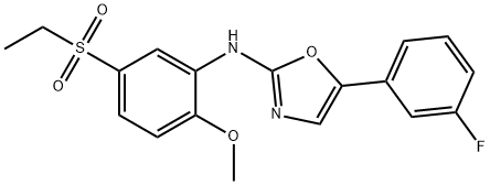 N-[5-(ethanesulfonyl)-2-methoxyphenyl]-5-(3-fluorophenyl)-1,3-oxazol-2-amine 结构式