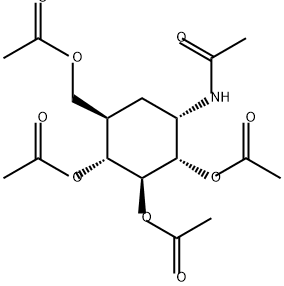 D-chiro-Inositol, 1-(acetylamino)-5-[(acetyloxy)methyl]-1,5,6-trideoxy-, 2,3,4-triacetate 结构式