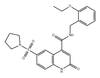 4-Quinolinecarboxamide, N-[(2-ethoxyphenyl)methyl]-1,2-dihydro-2-oxo-6-(1-pyrrolidinylsulfonyl)- 结构式