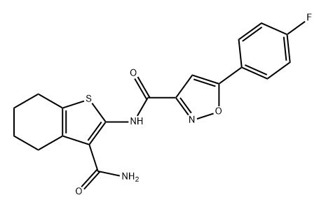N-(3-氨基-4,5,6,7-四氢苯并[B]噻吩-2-基)-5-(4-氟苯基)异恶唑-3-甲酰胺 结构式