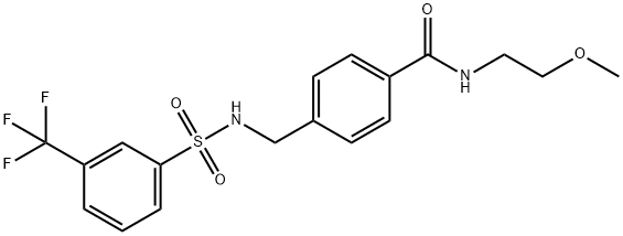 N-(2-methoxyethyl)-4-[({[3-(trifluoromethyl)phenyl]sulfonyl}amino)methyl]benzamide 结构式