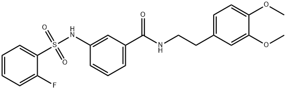 N-[2-(3,4-dimethoxyphenyl)ethyl]-3-{[(2-fluorophenyl)sulfonyl]amino}benzamide 结构式