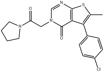 Thieno[2,3-d]pyrimidin-4(3H)-one, 5-(4-chlorophenyl)-6-methyl-3-[2-oxo-2-(1-pyrrolidinyl)ethyl]- 结构式