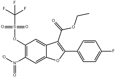 Ethyl 2-(4-fluorophenyl)-6-nitro-5-(((trifluoromethyl)sulfonyl)oxy)benzofuran-3-carboxylate 结构式