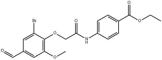 4-(2-(2-溴-4-甲酰基-6-甲氧基苯氧基)乙酰氨基)苯甲酸乙酯 结构式