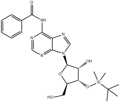 N-(9-((2R,3R,4S,5R)-4-((tert-Butyldimethylsilyl)oxy)-3-hydroxy-5-(hydroxymethyl)tetrahydrofuran-2-yl)-9H-purin-6-yl)benzamide 结构式