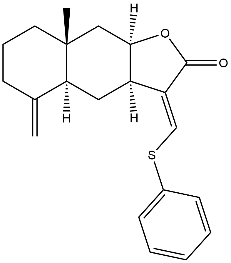 Naphtho[2,3-b]furan-2(3H)-one, decahydro-8a-methyl-5-methylene-3-[(phenylthio)methylene]-, [3aR-(3E,3aα,4aα,8aβ,9aα)]- (9CI) 结构式