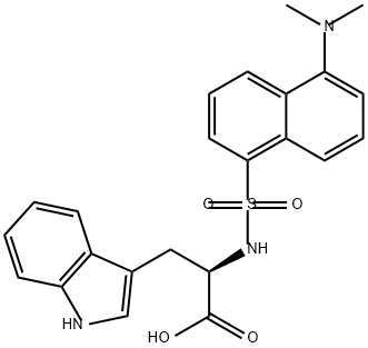 (R)-2-(5-(Dimethylamino)naphthalene-1-sulfonamido)-3-(1H-indol-3-yl)propanoic acid 结构式