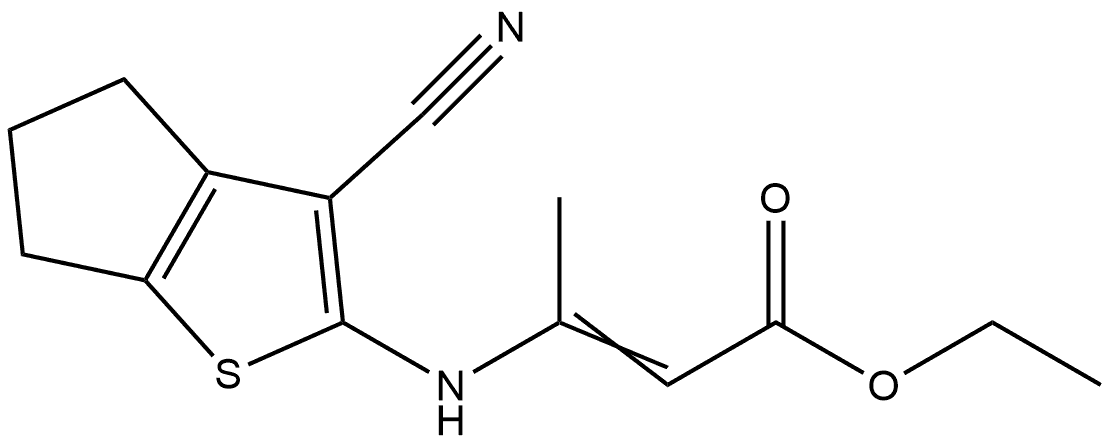 ethyl 3-[(3-cyano-5,6-dihydro-4H-cyclopenta[b]thiophen-2-yl)amino]but-2-enoate 结构式