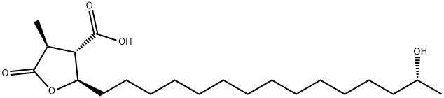 3-Furancarboxylic acid, tetrahydro-2-[(14R)-14-hydroxypentadecyl]-4-methyl-5-oxo-, (2R,3S,4S)- 结构式