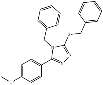 4H-1,2,4-Triazole, 3-(4-methoxyphenyl)-4-(phenylmethyl)-5-[(phenylmethyl)thio]- 结构式