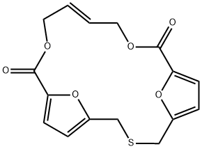 (12E)-10,15,20,21-Tetraoxa-3-thiatricyclo[15.2.1.15,8]henicosa-5,7,12,17,19(1)-pentene-9,16-dione 结构式