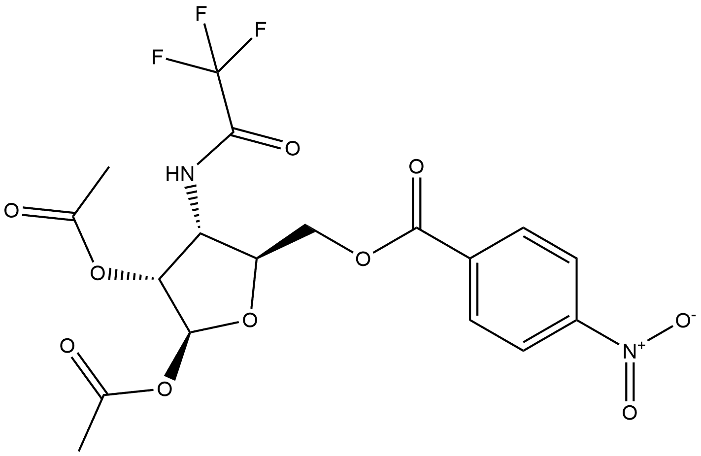 β-D-Ribofuranose, 3-deoxy-3-[(trifluoroacetyl)amino]-, 1,2-diacetate 5-(4-nitrobenzoate) (9CI) 结构式