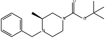 1-Piperazinecarboxylic acid, 3-methyl-4-(phenylmethyl)-, 1,1-dimethylethyl ester, (3S)- 结构式