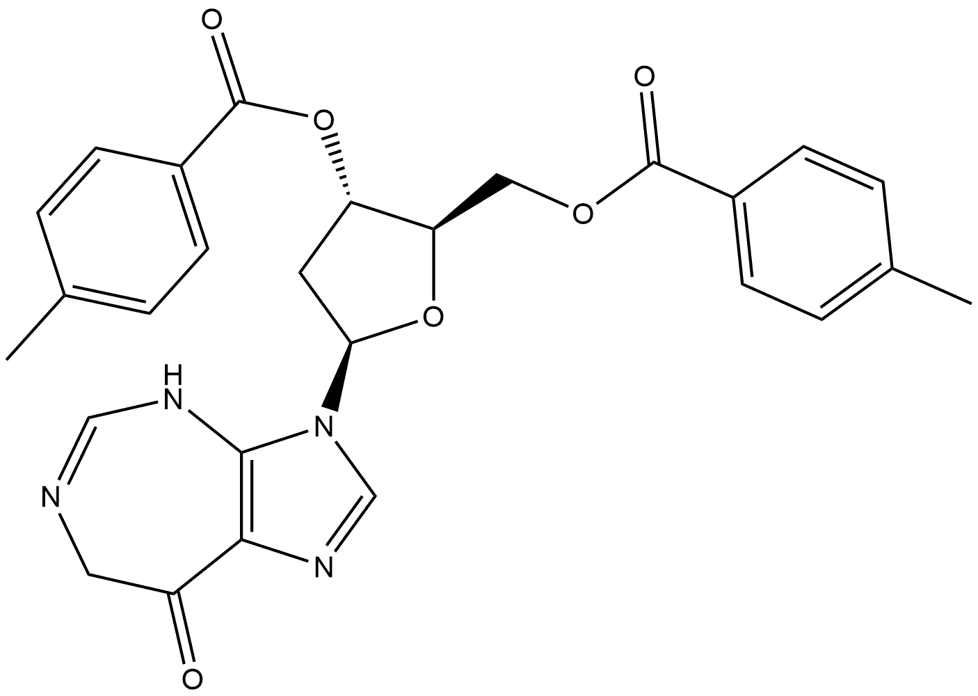 Imidazo[4,5-d][1,3]diazepin-8(3H)-one, 3-[2-deoxy-3,5-bis-O-(4-methylbenzoyl)-β-D-erythro-pentofuranosyl]-4,7-dihydro- 结构式