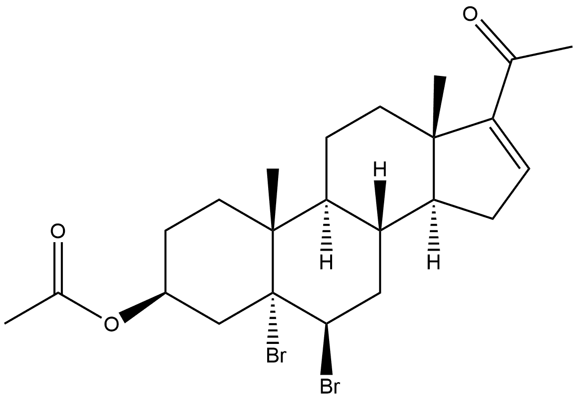 Pregn-16-en-20-one, 3-(acetyloxy)-5,6-dibromo-, (3β,5α,6β)- (9CI) 结构式