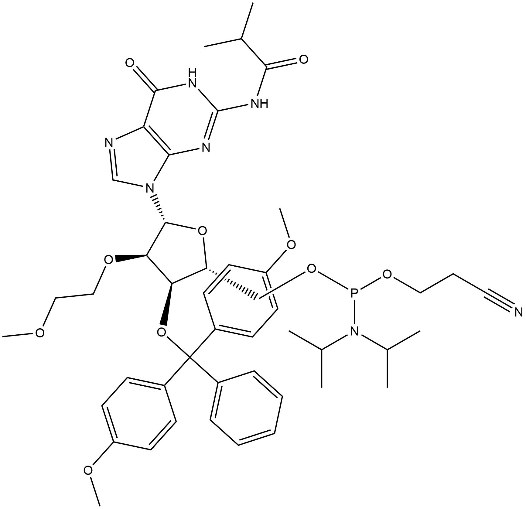 Rev 2'-O-MOE-G(iBu)-5'-amidite 结构式