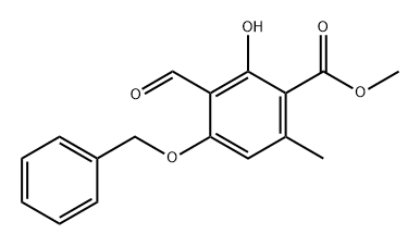 Benzoic acid, 3-formyl-2-hydroxy-6-methyl-4-(phenylmethoxy)-, methyl ester 结构式