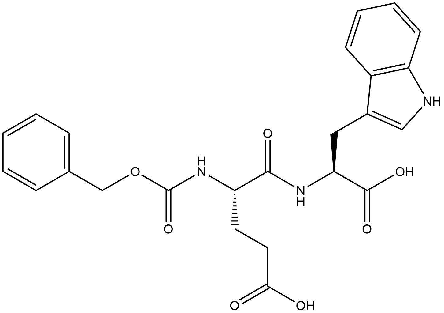 (4S)-5-[[(1S)-1-carboxy-2-(1H-indol-3-yl)ethyl]amino]-5-oxo-4-(phenylmethoxycarbonylamino)pentanoic acid 结构式
