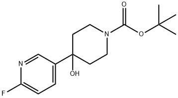 1-Piperidinecarboxylic acid, 4-(6-fluoro-3-pyridinyl)-4-hydroxy-, 1,1-dimethylethyl ester 结构式