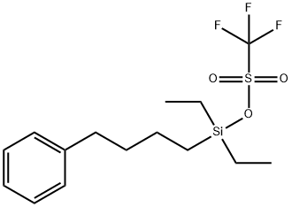 二乙基(4-苯基丁基)硅烷基 三氟甲磺酸盐 结构式