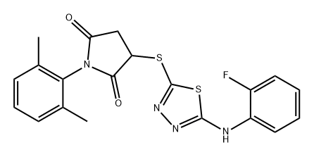 2,5-Pyrrolidinedione, 1-(2,6-dimethylphenyl)-3-[[5-[(2-fluorophenyl)amino]-1,3,4-thiadiazol-2-yl]thio]- 结构式