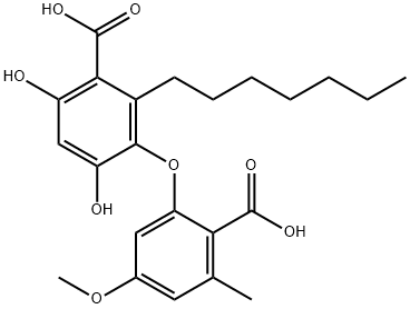 Benzoic acid, 3-(2-carboxy-5-methoxy-3-methylphenoxy)-2-heptyl-4,6-dihydroxy- 结构式